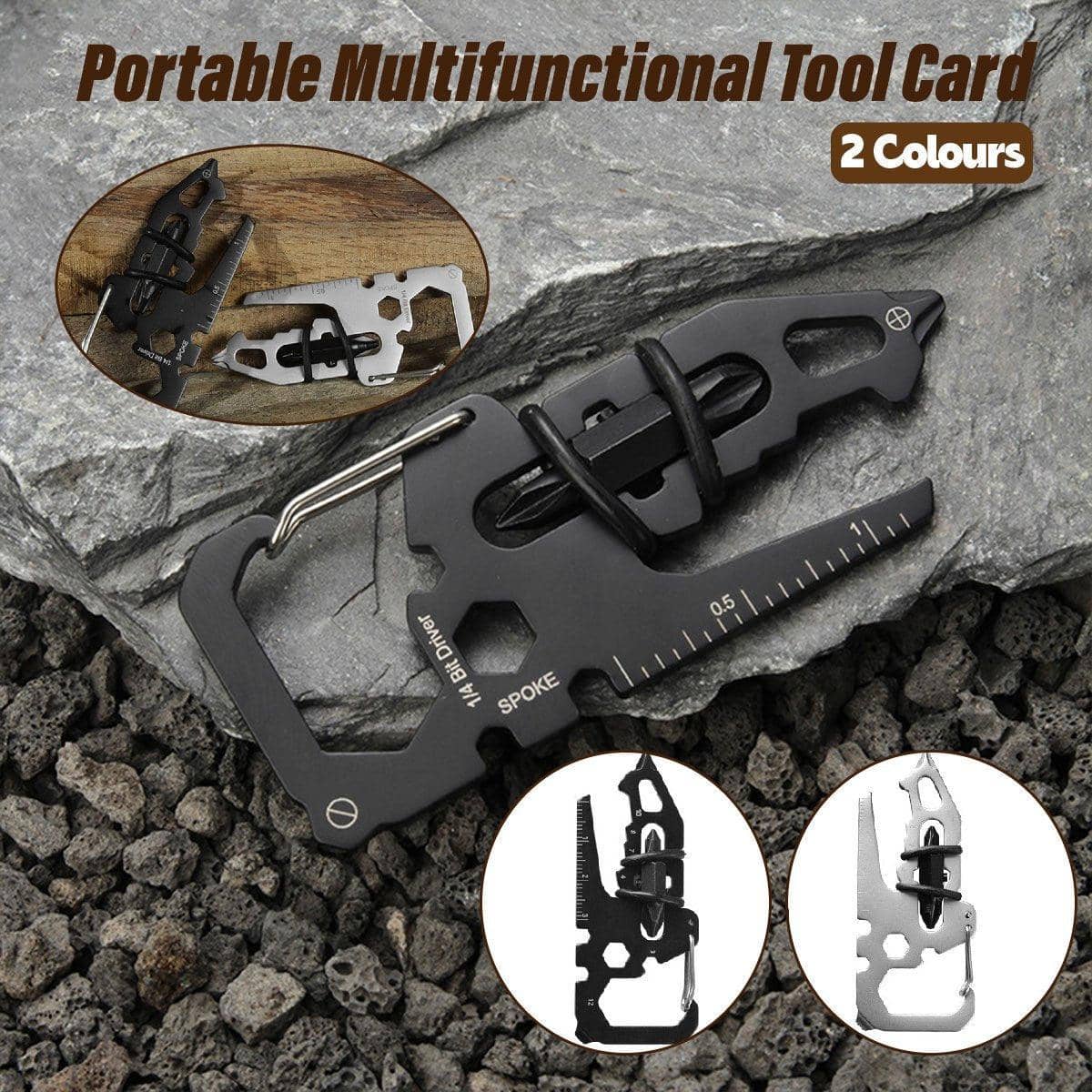 Multi-Function Pocket Tool Card in Stainless Steel - Black - view 2