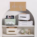 Multi-Function Tissue Box Holder with Remote Control Storage - White - view 5