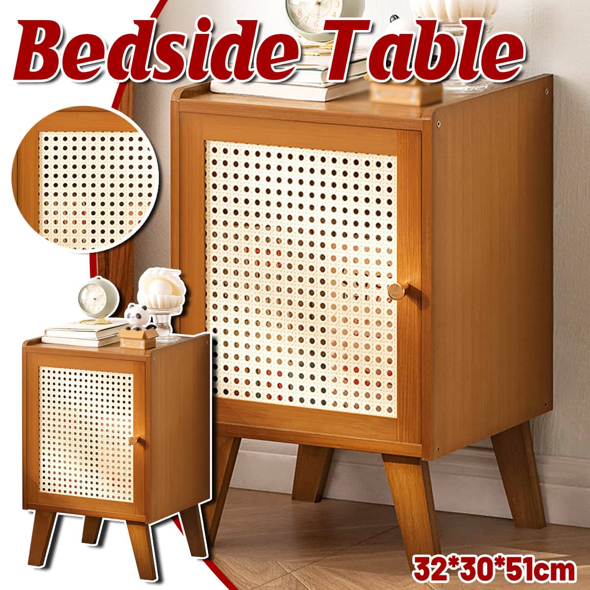 Multi Functional Bedside Table Storage Cabinet for Bedroom