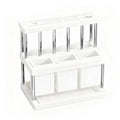 Multi Functional Kitchen Countertop Knife Block Holder with Removable Drain Tray - White
