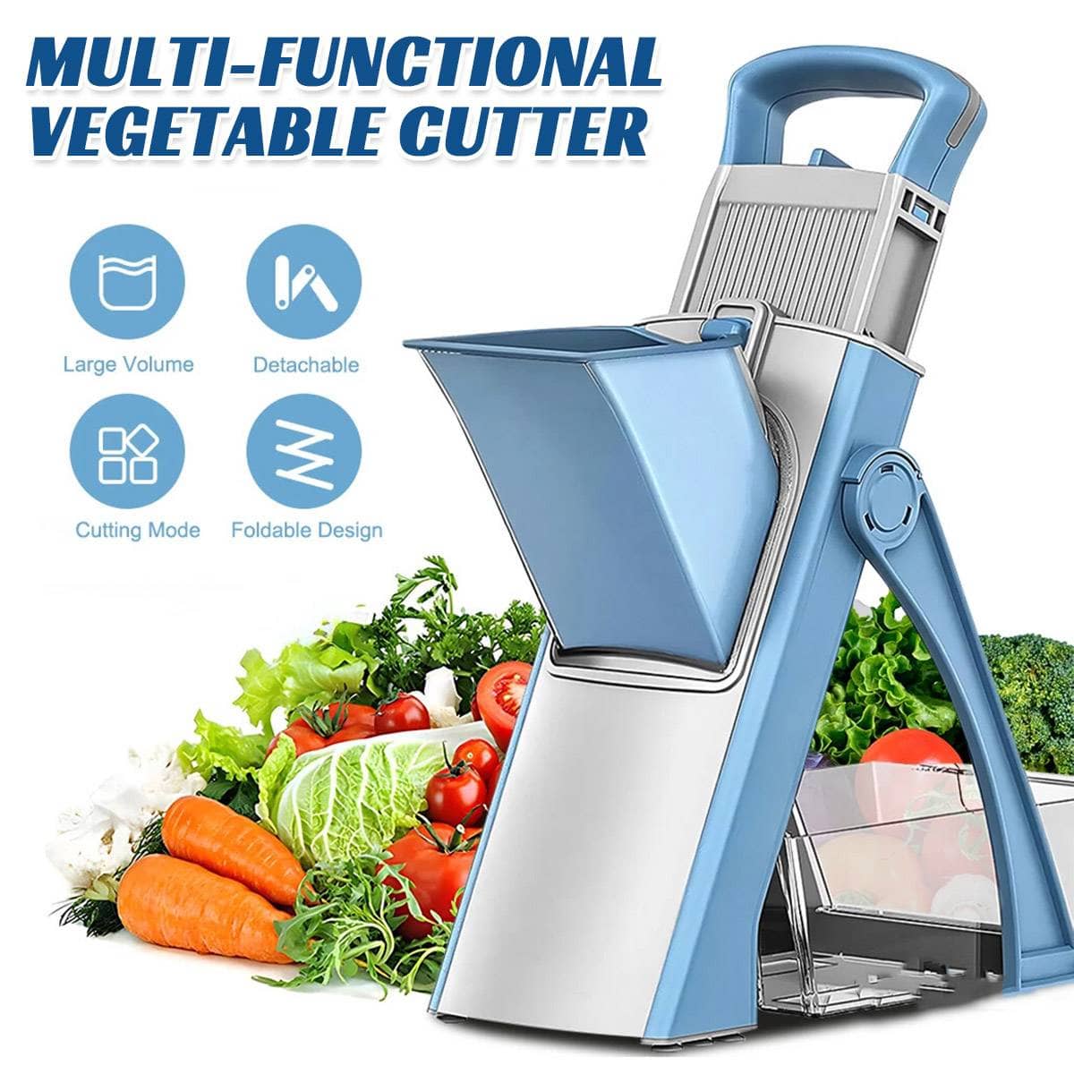 Multi Functional Vegetable Cutter Mandoline Slicer Dicer with Stainless Steel Blades