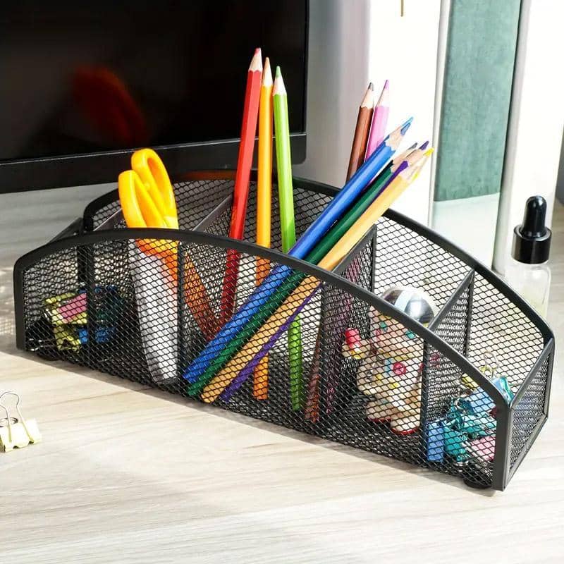 Multi Grid Metal Desktop Storage Box, Pen Holder and Cosmetic Organiser - view 4