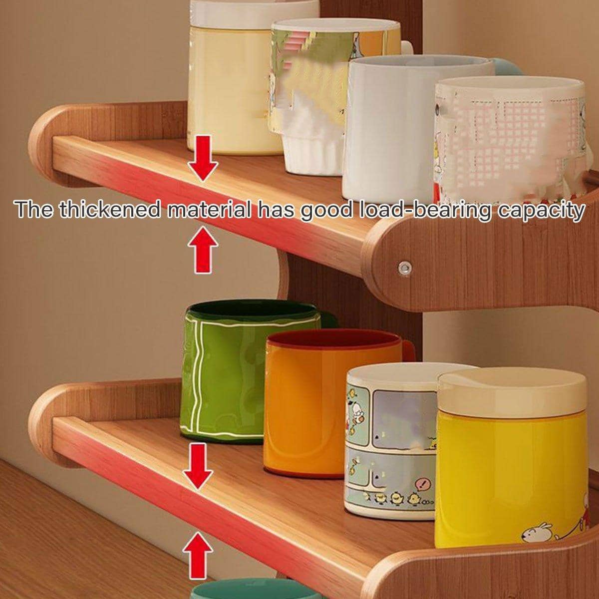 Multi-Layer Bamboo Cup Organiser Shelf for Countertop and Desk Storage - view 5