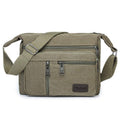 Multi Layer Canvas Crossbody Bag - Green, 23 x 19 x 9 cm