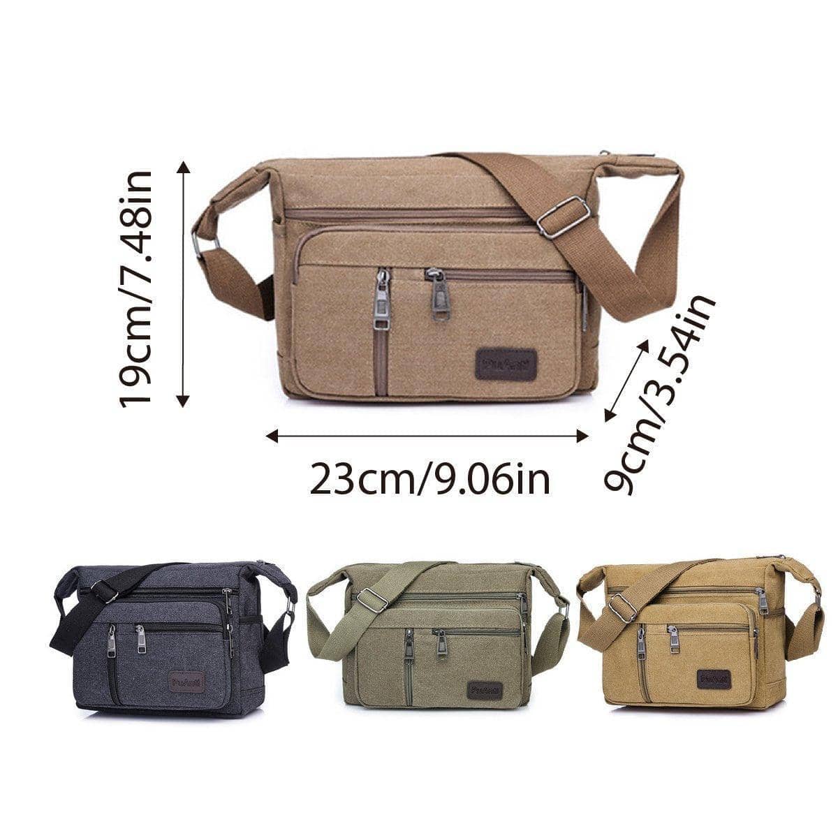 Multi Layer Canvas Crossbody Bag - Green, 23 x 19 x 9 cm - view 4