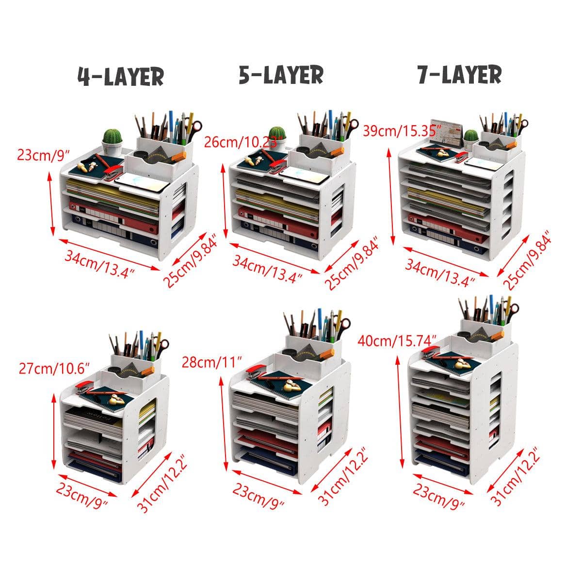 Multi Layer Desktop File Storage Rack - 7 Layer, 34 cm - view 4