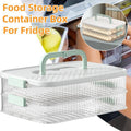 Multi-Layer Dumpling Storage Box, 29.5 x 21 x 10 cm - Clear with Green Handle