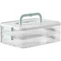 Multi-Layer Dumpling Storage Box, 29.5 x 21 x 10 cm - Clear with Green Handle - view 2