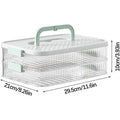 Multi-Layer Dumpling Storage Box, 29.5 x 21 x 10 cm - Clear with Green Handle - view 3