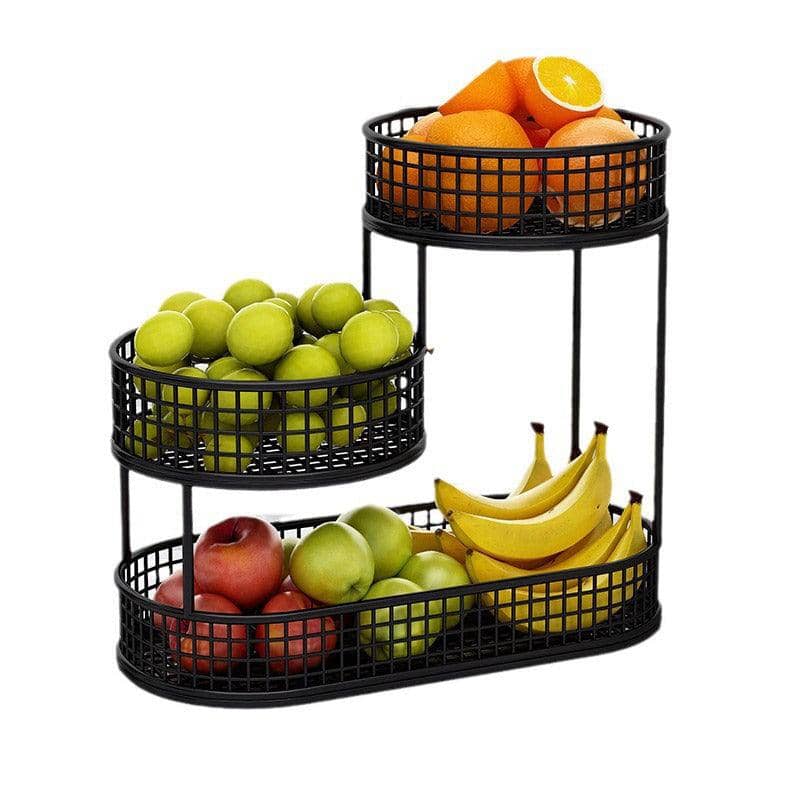 Multi-Layer Fruit Basket Storage Rack, 32 x 17 x 20cm - Black