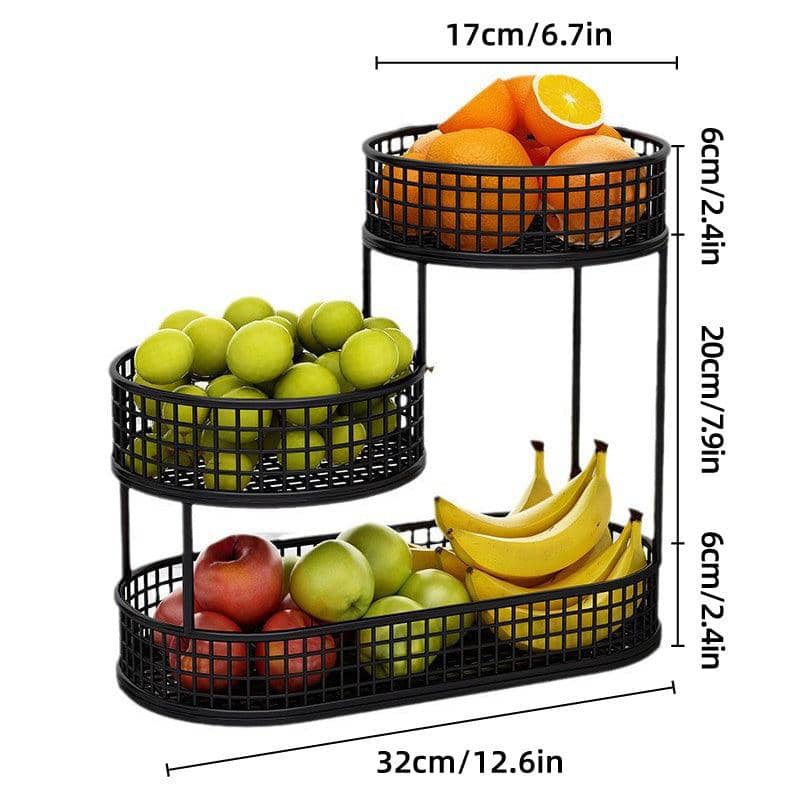 Multi-Layer Fruit Basket Storage Rack, 32 x 17 x 20cm - Black - view 4