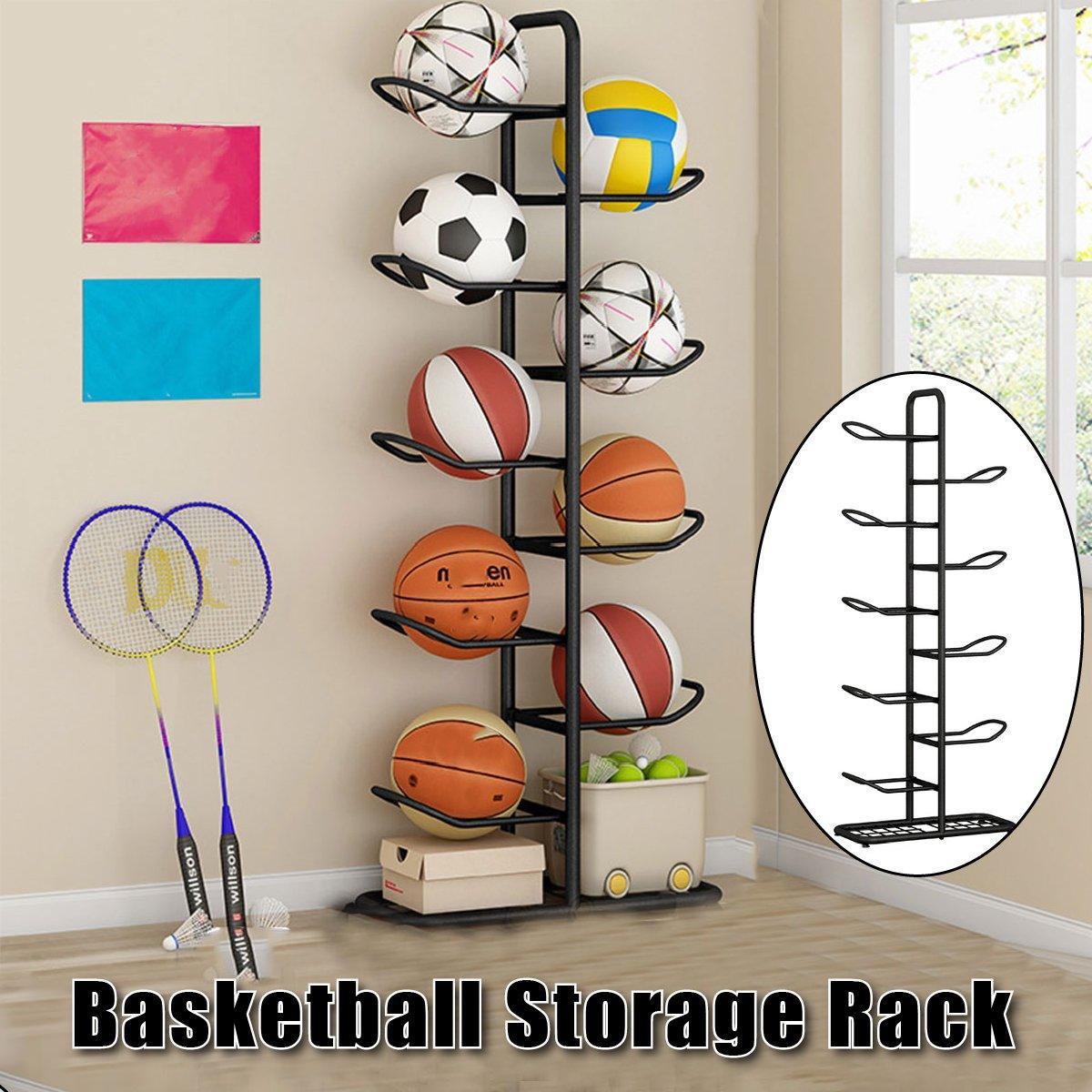 Multi-Layer Iron Frame Basketball Storage Rack for Sports Gear