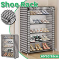 Multi-Layer Shoe Rack with Dustproof Cover and Metal Frame - Black and White Houndstooth