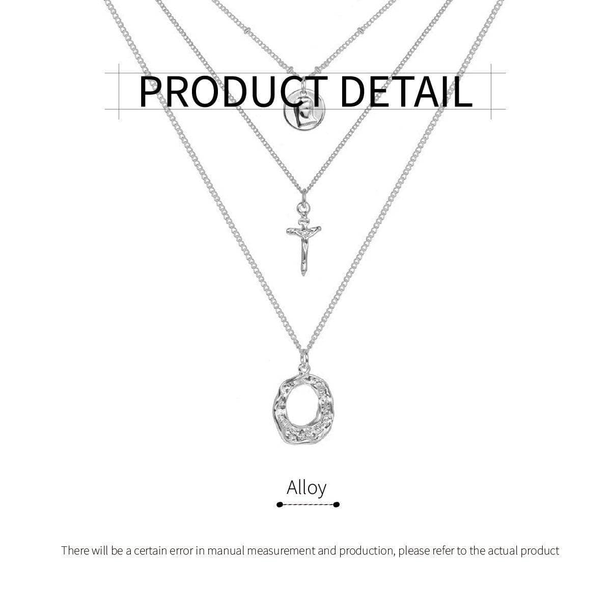 Multi-Layer Silver Chain Necklace for Women, Stacked Clavicle Chain with Pendants - view 4