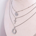 Multi-Layer Silver Chain Necklace for Women, Stacked Clavicle Chain with Pendants - view 5