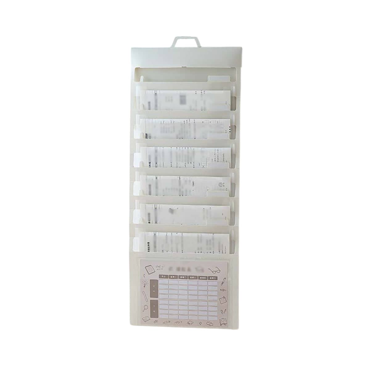 Multi-Layer Wall Mounted File Organiser, Accordion Document Storage - White