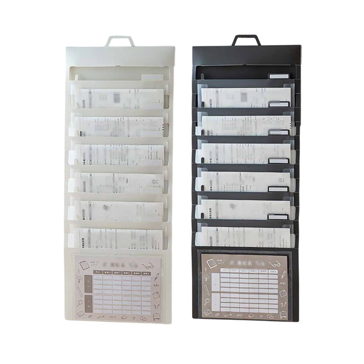 Multi-Layer Wall Mounted File Organiser, Accordion Document Storage - White - view 3