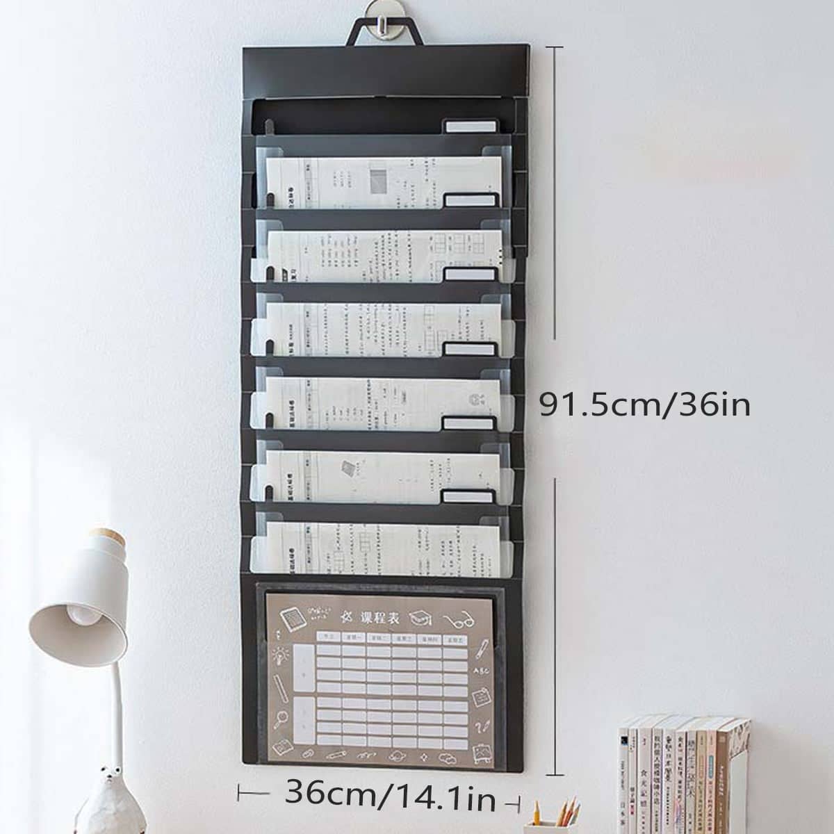 Multi-Layer Wall Mounted File Organiser, Accordion Document Storage - White - view 4