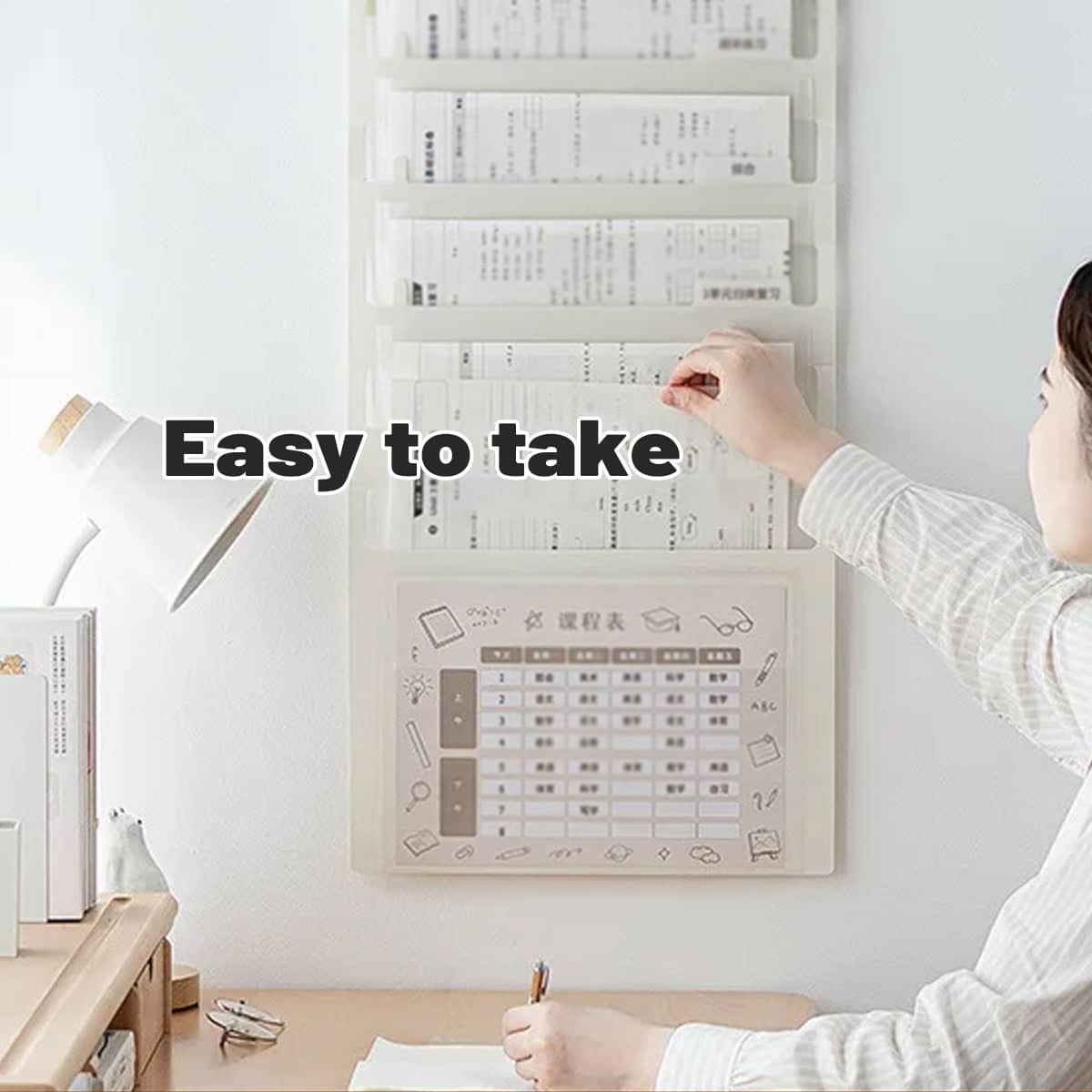 Multi-Layer Wall Mounted File Organiser, Accordion Document Storage - White - view 5