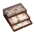 Multi Layer Wooden Jewellery Box Walnut Grain with Drawers - Grid Compartment Tray