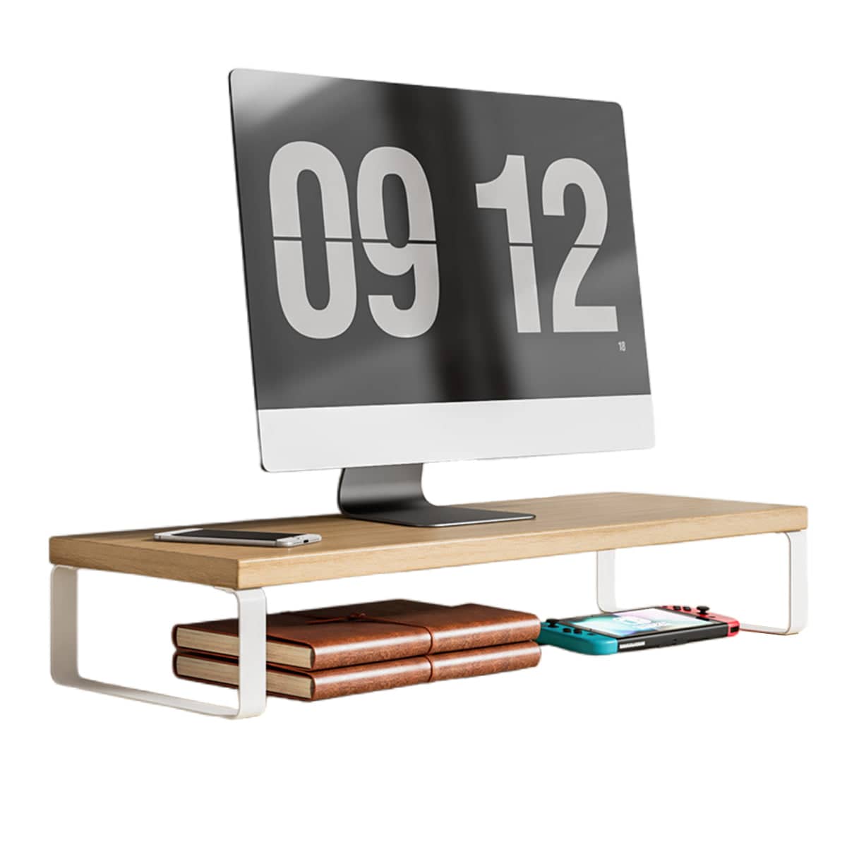 Multi Purpose Desktop Monitor Stand Riser for Desk Organiser Storage - Khaki