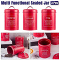 Multi-Purpose Sealed Jars with Airtight Lids - Red, 3 Pack