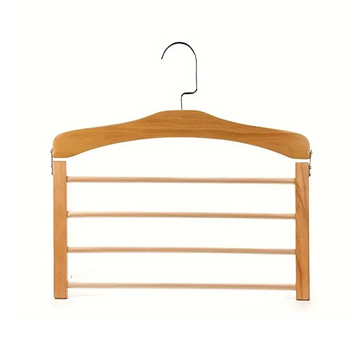 Multi Tier Wooden Trouser Rack - Original Wood Finish