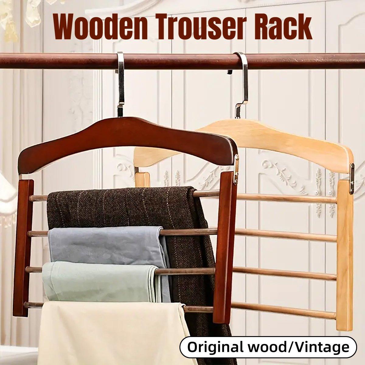 Multi Tier Wooden Trouser Rack - Original Wood Finish - view 2