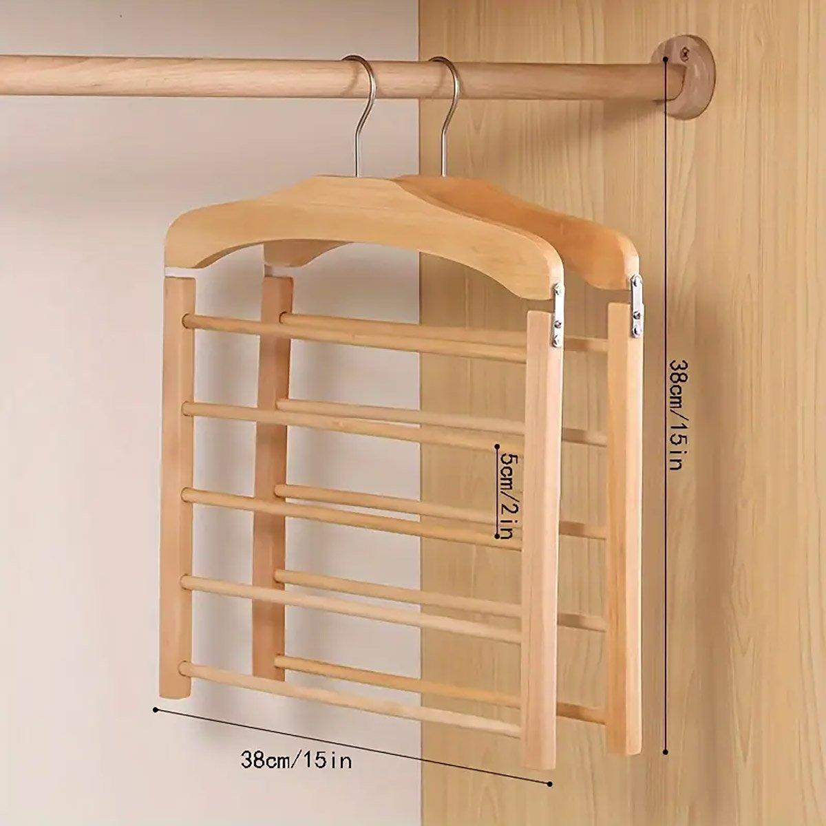 Multi Tier Wooden Trouser Rack - Original Wood Finish - view 4