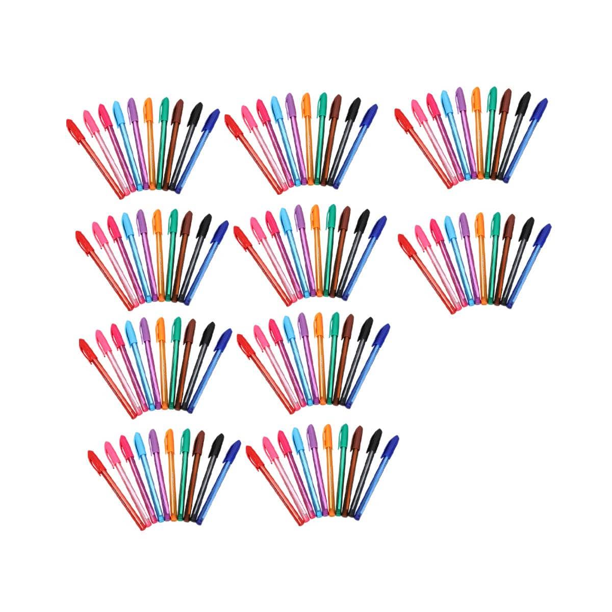 Multicolour Ballpoint Pen Set of 100 Multi Colour - 10 Sets