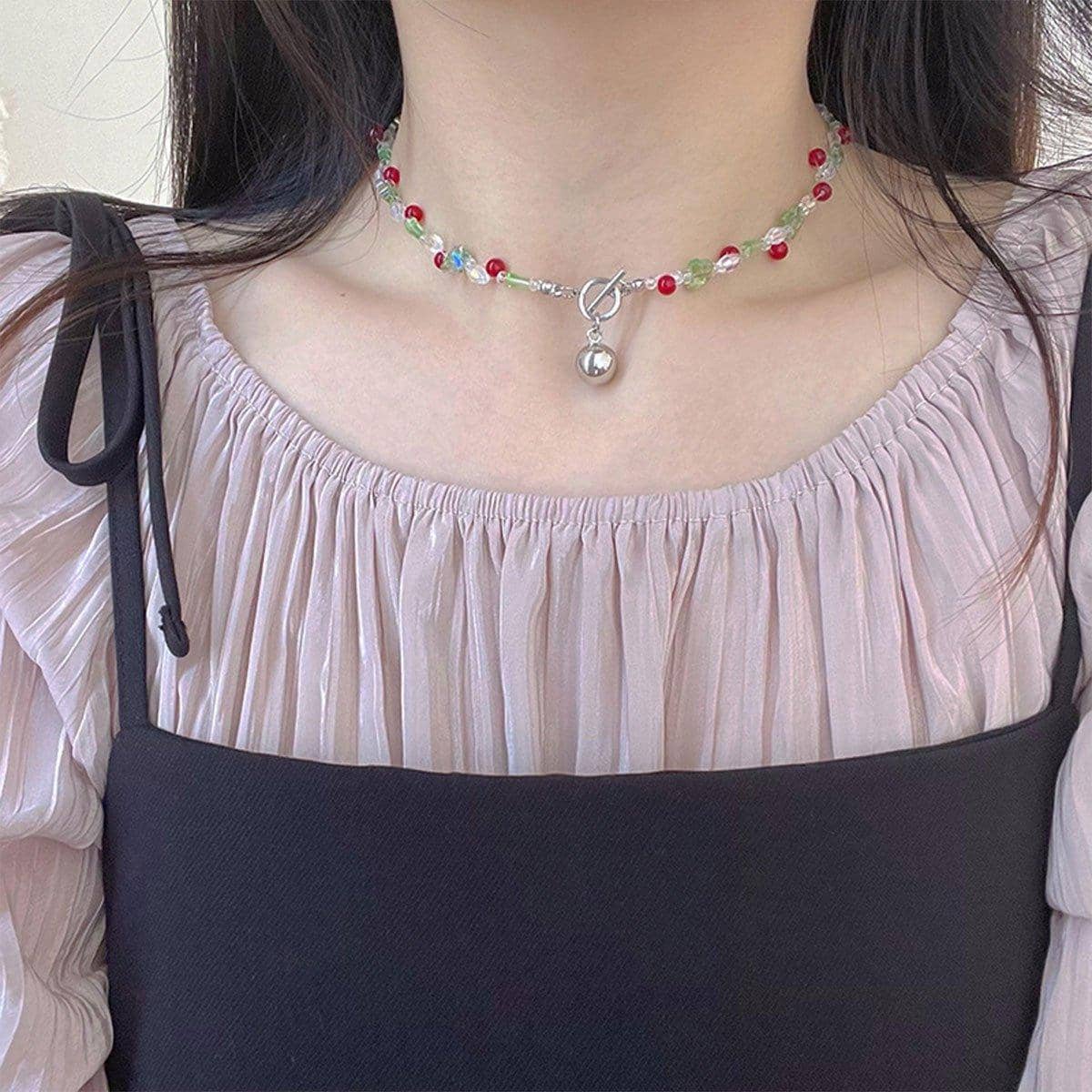 Multicolour Beaded Pendant Necklace, Fashion Jewellery for Women - view 5