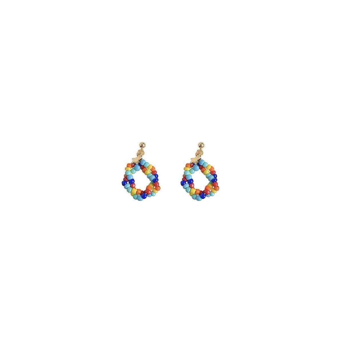 Multicolour Beaded Teardrop Earrings Boho Fashion for Women Girls - view 2
