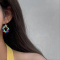 Multicolour Beaded Teardrop Earrings Boho Fashion for Women Girls - view 5