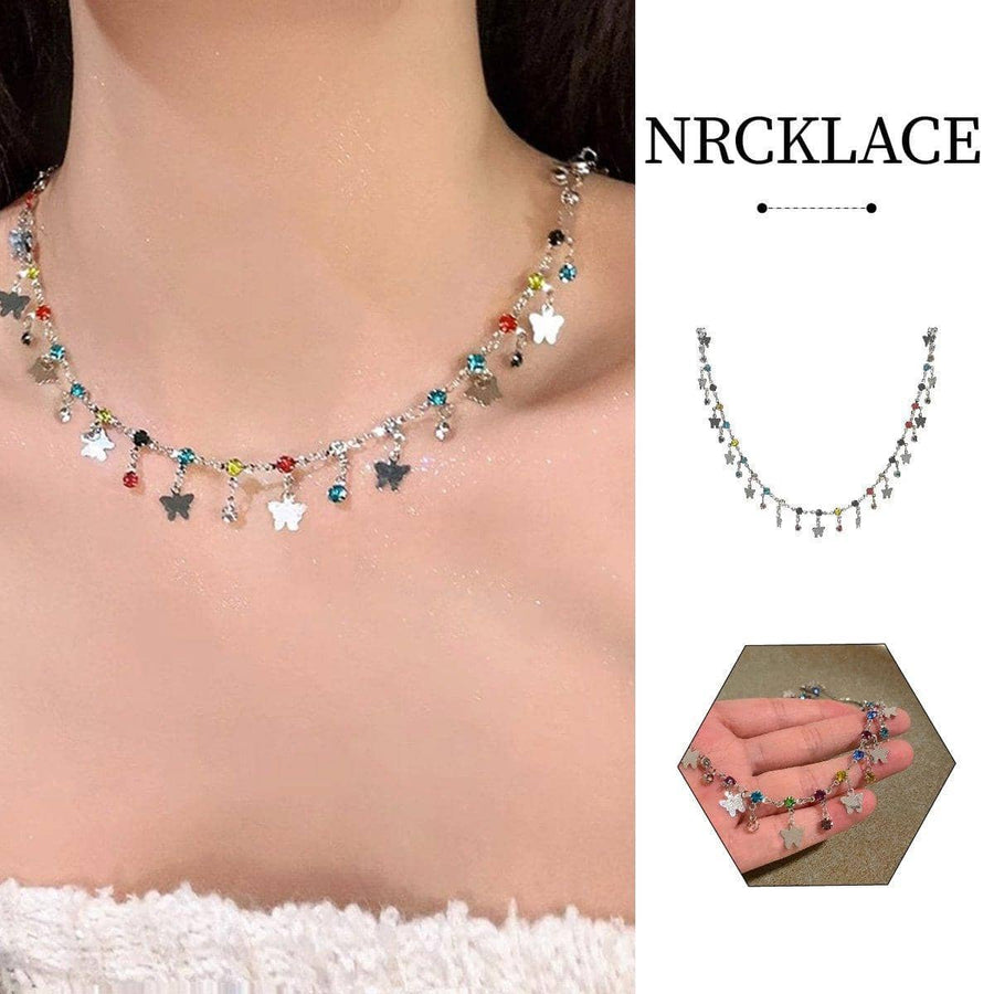 Multicolour Butterfly Necklace for Women, Summer Collarbone Chain