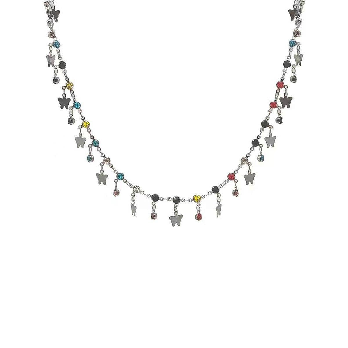 Multicolour Butterfly Necklace for Women, Summer Collarbone Chain - view 2