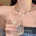 Multicolour Butterfly Necklace for Women, Summer Collarbone Chain - view 3