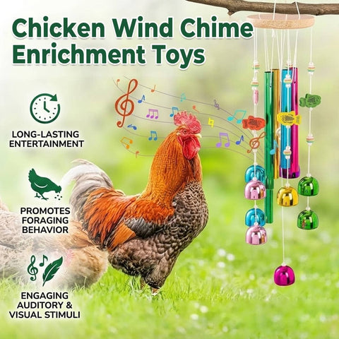 Multicolour Chicken Wind Chime Enrichment Toy with Bells for Flock Birds