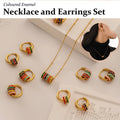 Multicolour Enamel Pendant Necklace, 7 Rings - 41 cm - view 2