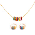 Multicolour Enamel Pendant Necklace, 7 Rings - 41 cm - view 3