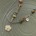 Multicolour Flower Smiley Necklace with Copper Chain and Glass Beads - view 5