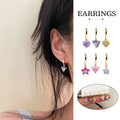 Multicolour Geometric Drop Earrings, Set of 6 with Glazed Zircon