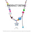 Multicolour Heart Bead Necklace with Clear Star Pendant, Sweet Fashion Jewellery for Women - view 3