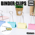 Multicolour Long Tail Binder Clips Pack of 12, 51mm Tempered Steel for Office