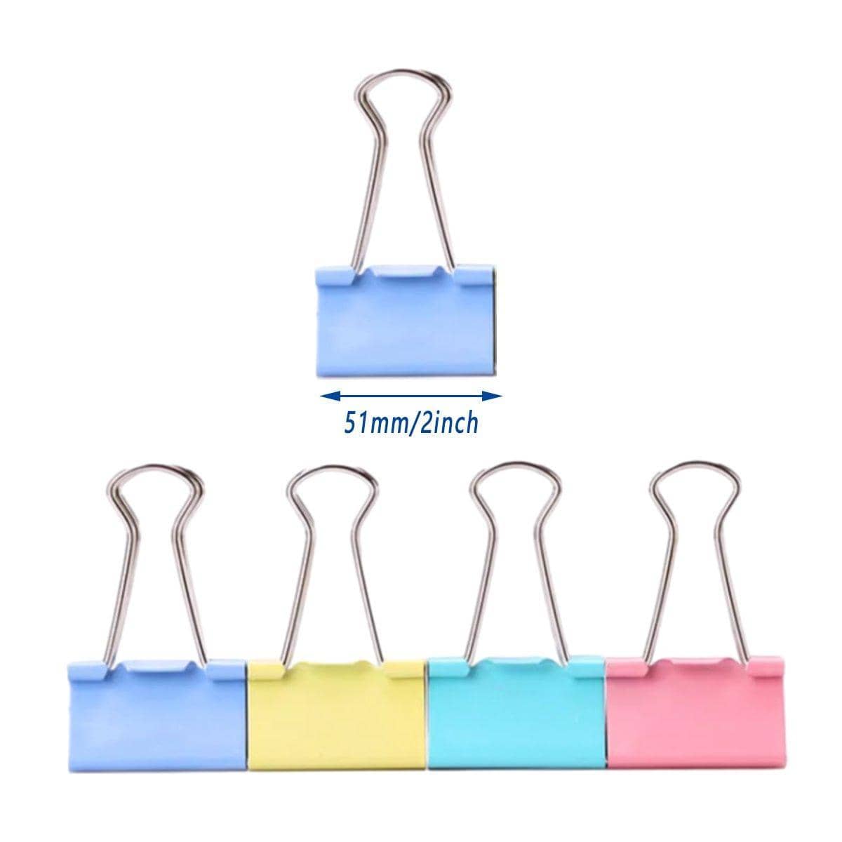 Multicolour Long Tail Binder Clips Pack of 12, 51mm Tempered Steel for Office - view 3