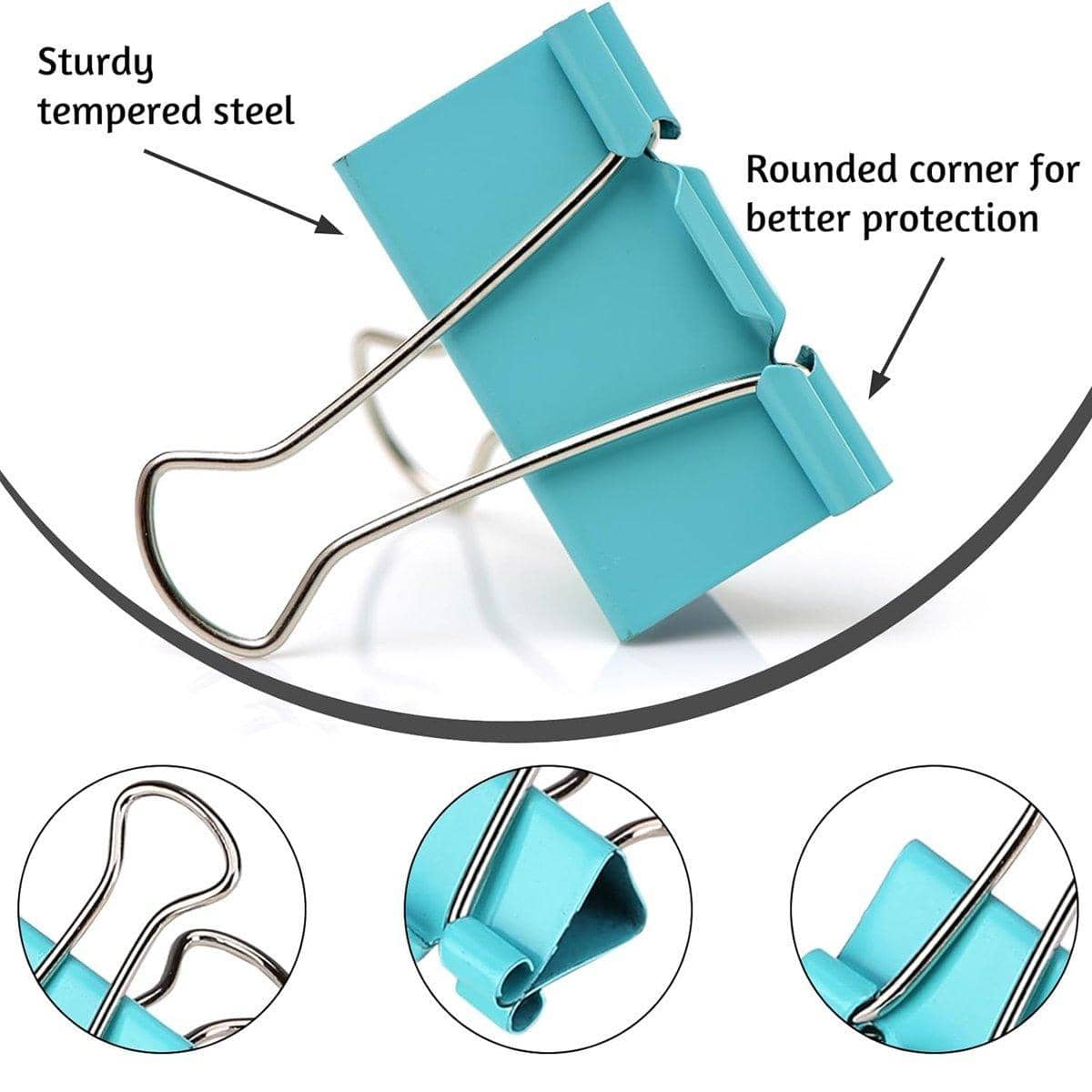 Multicolour Long Tail Binder Clips Pack of 12, 51mm Tempered Steel for Office - view 4