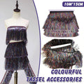 Multicolour Metallic Tassel Fringe Trim Roll, 10 m x 15 cm