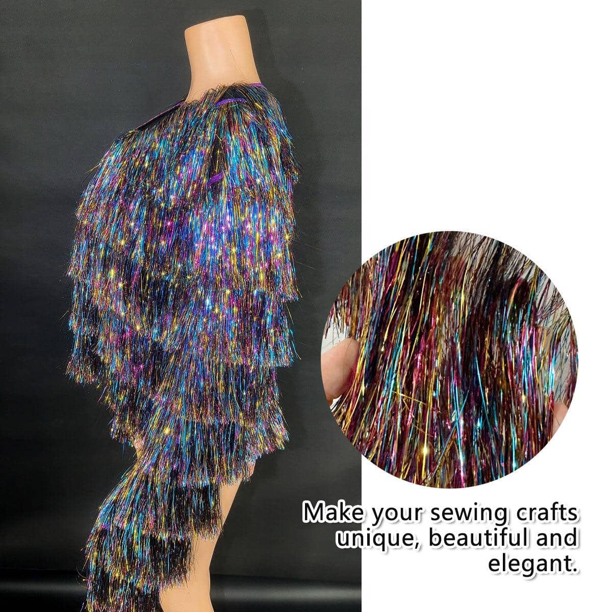 Multicolour Metallic Tassel Fringe Trim Roll, 10 m x 15 cm - view 5