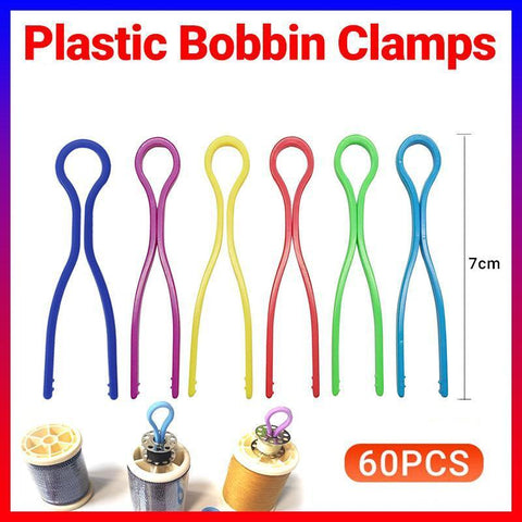 Multicolour Plastic Bobbin Holder Clips for Sewing and Embroidery - Pack of 60