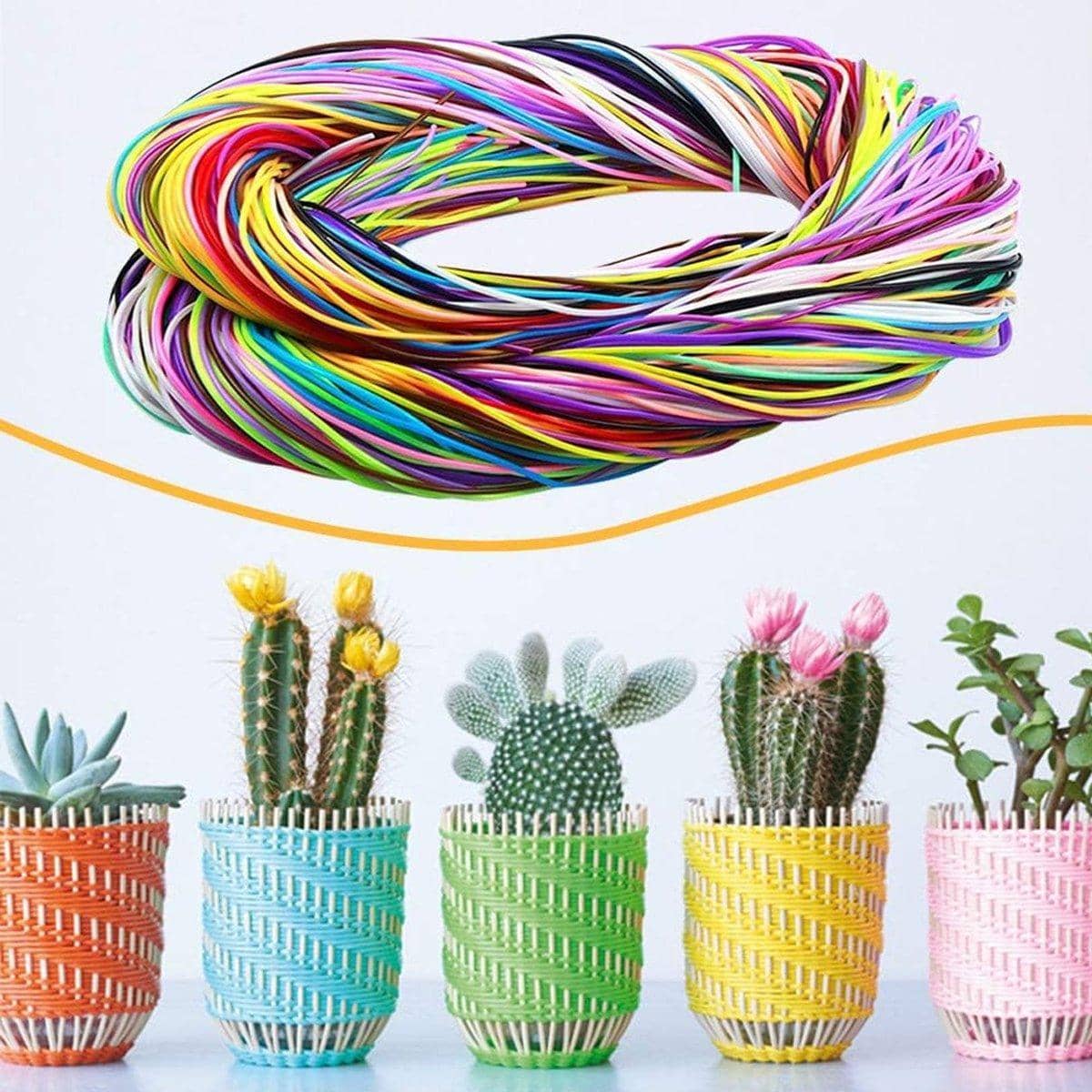 Multicolour PVC Braided Rope for Bracelet Making, 1 m Long, 200 Pieces - view 5