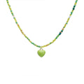 Multicolour Rice Bead Heart Pendant Necklace for Women - Green